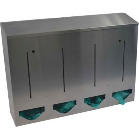 OMNIMED. Omnimed Stainless Steel Quadruple Bulk PPE Dispenser, 24inW x 5-3/4inD x 17inH 307024